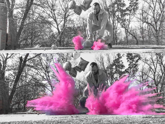 Poof There It Is Sports Gender Reveal Barbell + Medicine Ball Gender Reveal