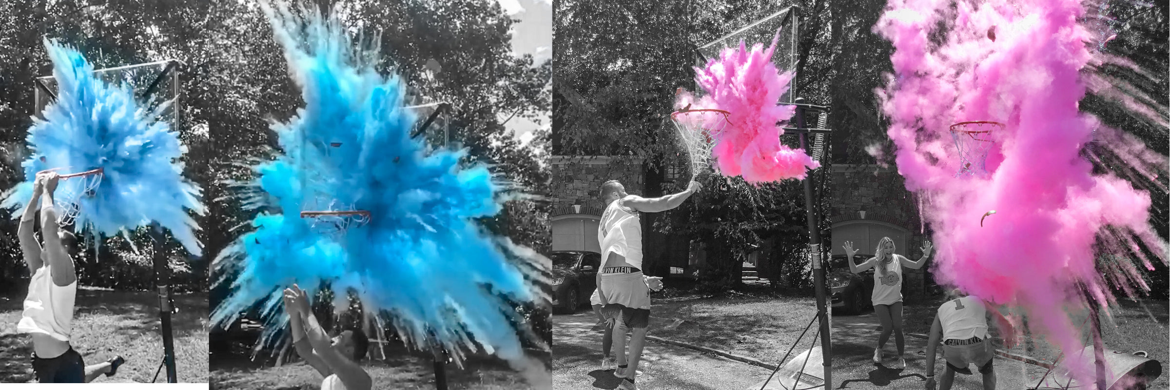 gender reveal basketball poof there it is 
