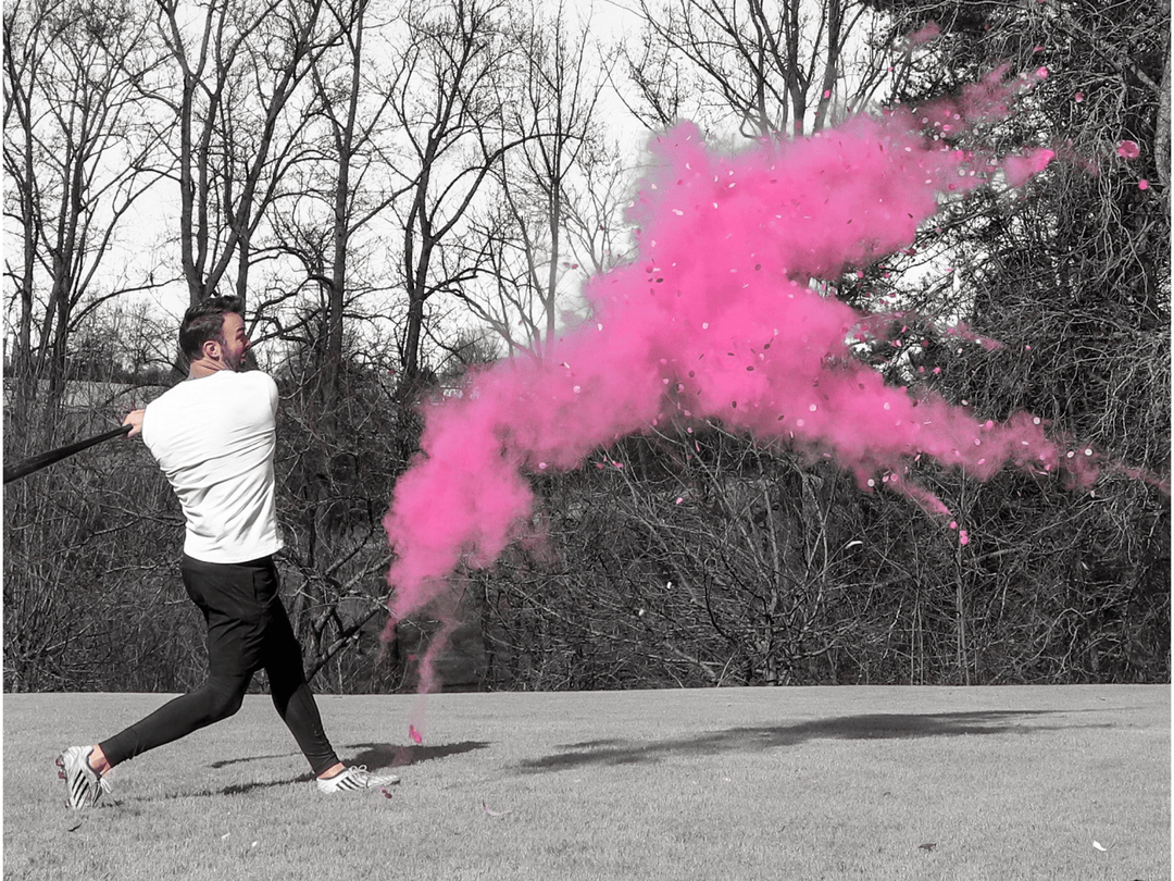 Poof There It Is Gender Reveal Baseball XL Baseball Gender Reveal Pink / Powder + Confetti