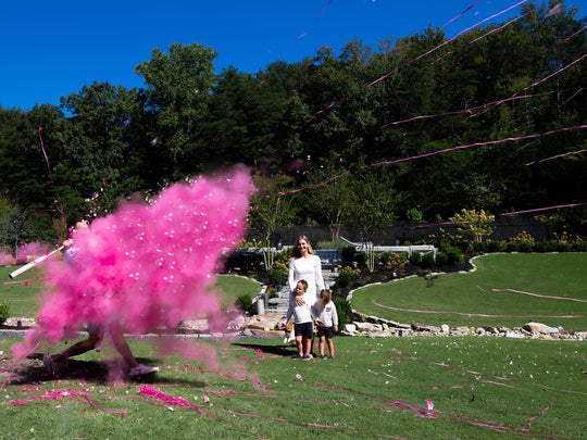 Poof There It Is Gender Reveal Baseball XL Baseball Gender Reveal Pink / Powder + Confetti + Streamers