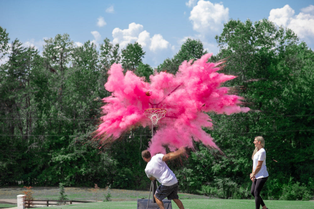 Poof There It Is Sports Gender Reveal Basketball Gender Reveal Pink / Powder / Yes - Without Color Label