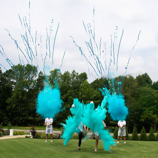Poof There It Is Sports Gender Reveal Soccer Gender Reveal Mint / Powder + Confetti + Streamers / Yes - Without Color Label