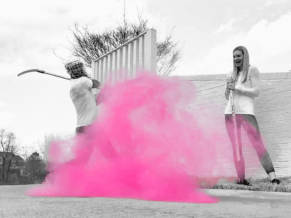 Poof There It Is Pink Hockey Puck Gender Reveal