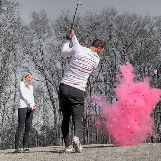 Poof There It Is Sports Gender Reveal Extra Large Golf Ball Gender Reveal Pink / Powder + Confetti / No - With Color Indicator