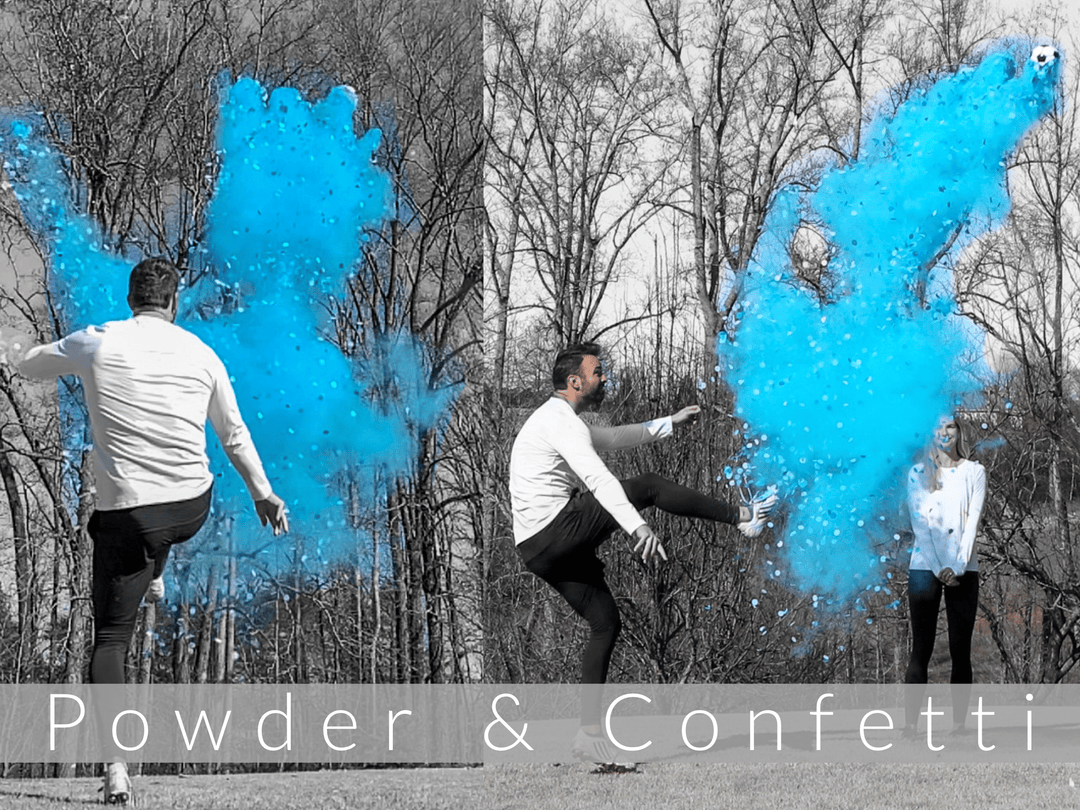Poof There It Is Sports Gender Reveal Soccer Gender Reveal Blue / Powder + Confetti